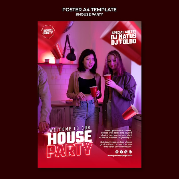 Free PSD house party template design