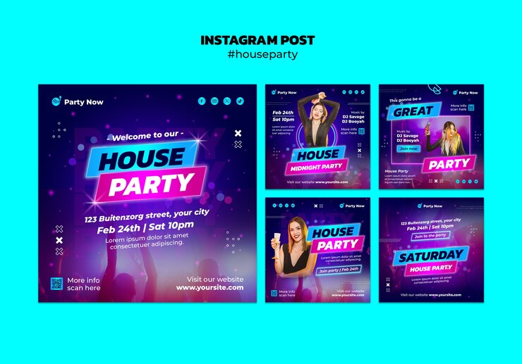 Free PSD house party template design