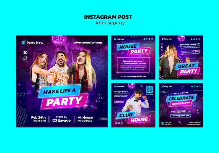 Free PSD house party template design