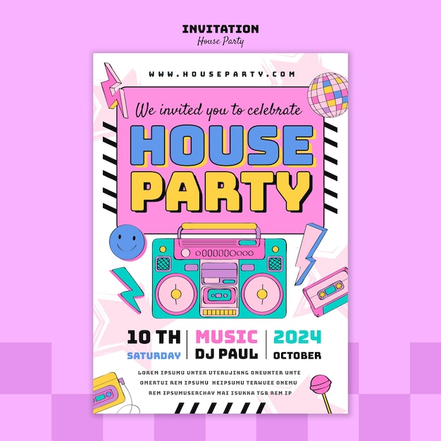 Free PSD house party template design