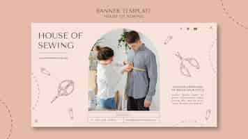 Free PSD house of sewing banner template