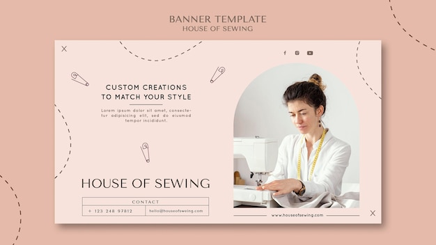 Free PSD house of sewing banner template