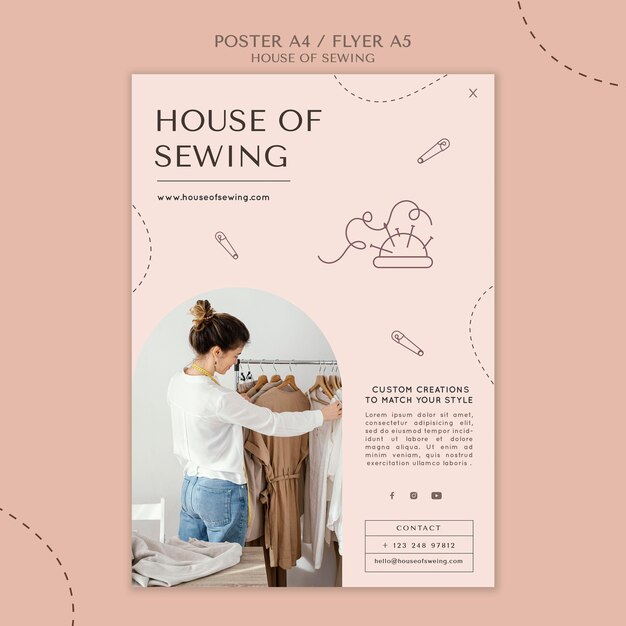 House of sewing poster template