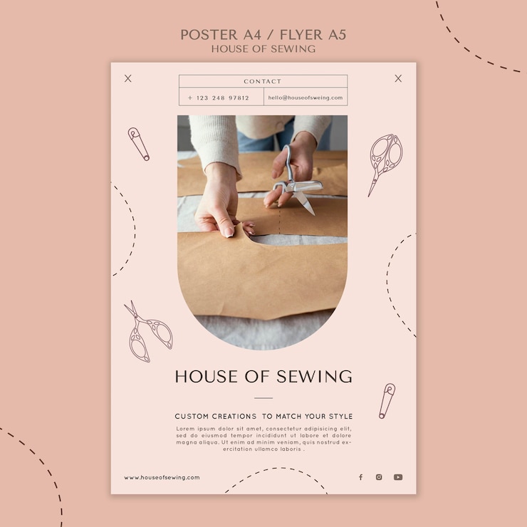 Free PSD house of sewing poster template