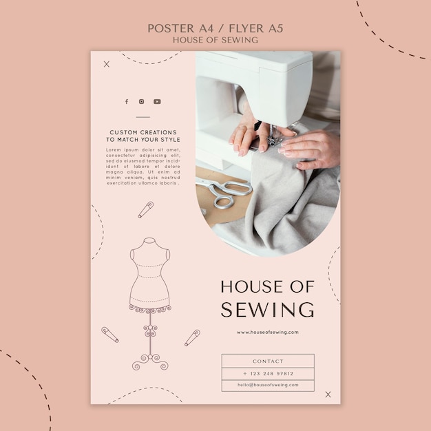 house of sewing poster template