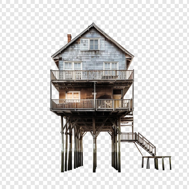 Free PSD house on stilts isolated on transparent background