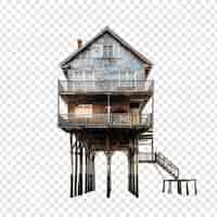 Free PSD house on stilts isolated on transparent background