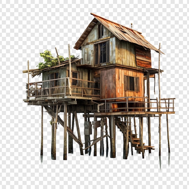 Free PSD house on stilts isolated on transparent background