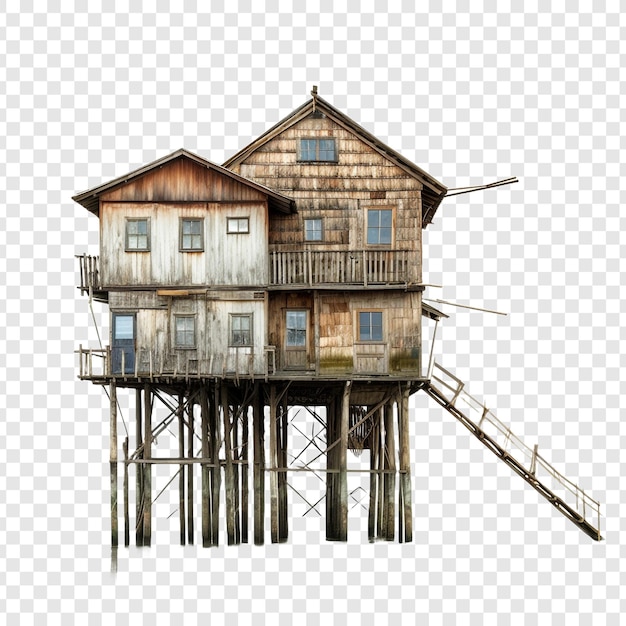 Free PSD house on stilts isolated on transparent background