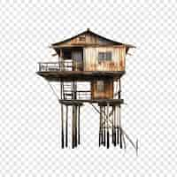 Free PSD house on stilts isolated on transparent background