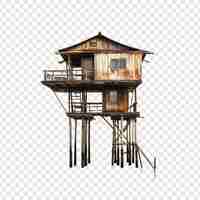 Free PSD house on stilts isolated on transparent background