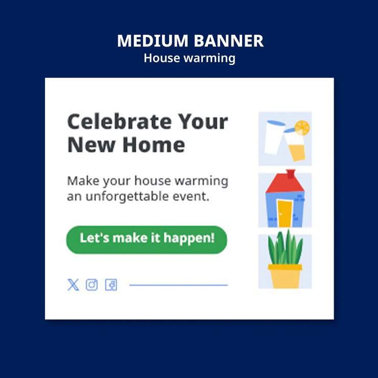 Free PSD house warming party template