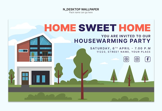 Free PSD house warming template design