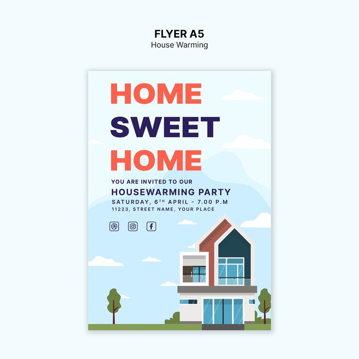 मुफ़्त PSD house warming template design