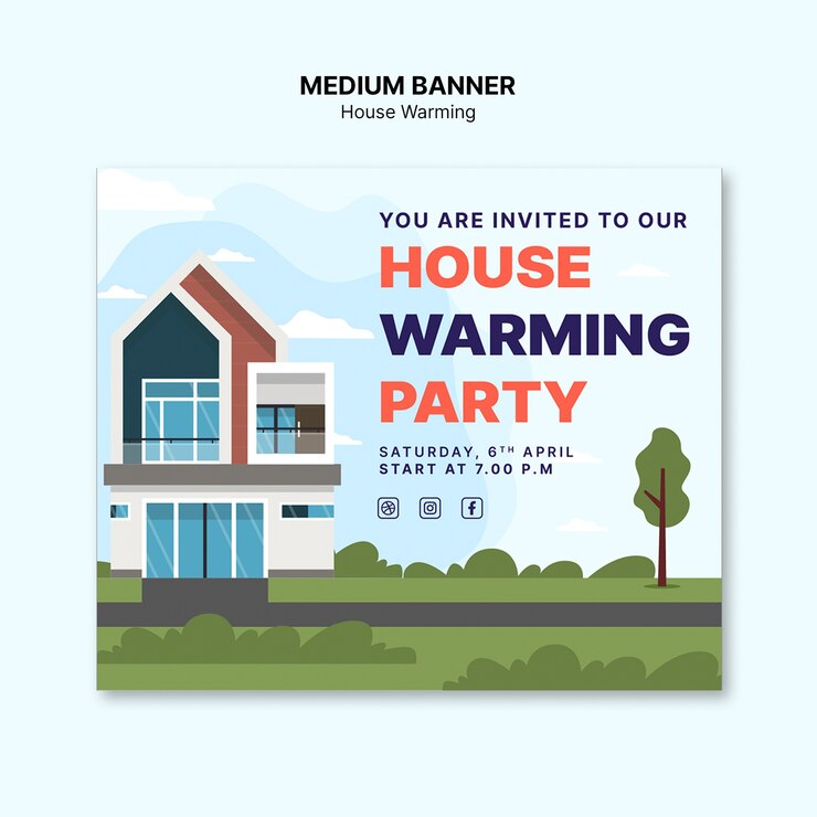 Free PSD house warming template design