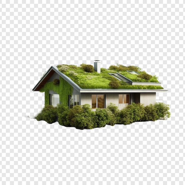 House with Green Roof house isolated on transparent background