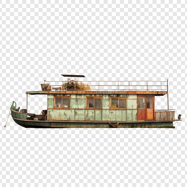 Free PSD houseboat house isolated on transparent background