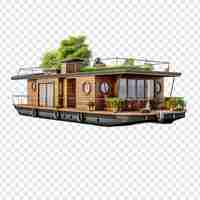 Free PSD houseboat house isolated on transparent background