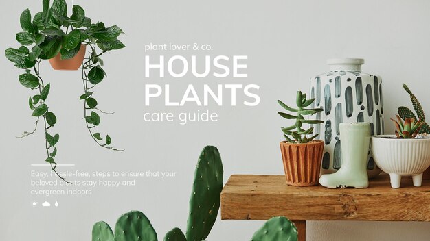 Houseplant care guide psd template for social media