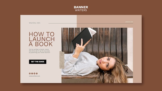 Free PSD how to launch a book banner template