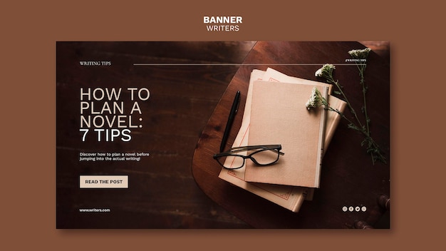 Free PSD how to plan a novel tips banner template