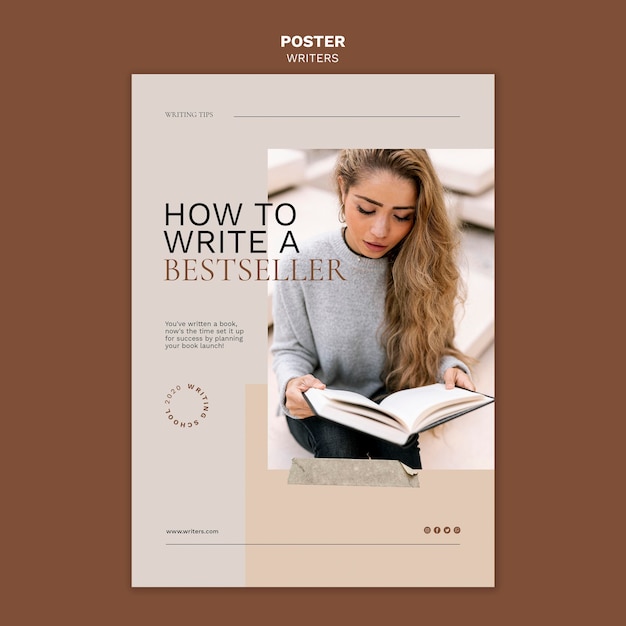 Free PSD how to write a bestseller poster template