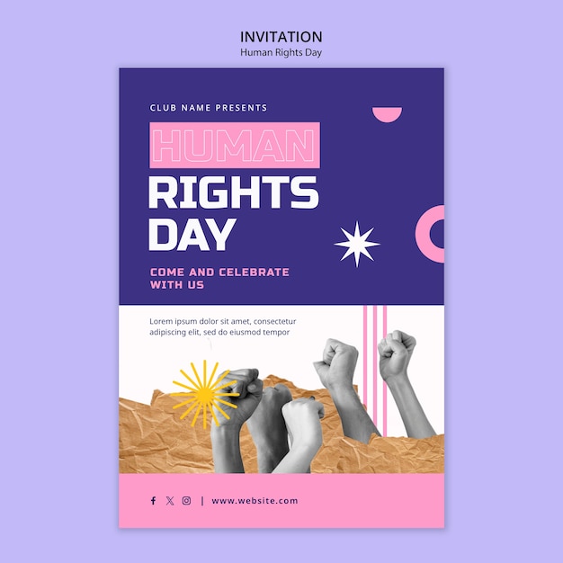 Free PSD human rights day celebration invitation template