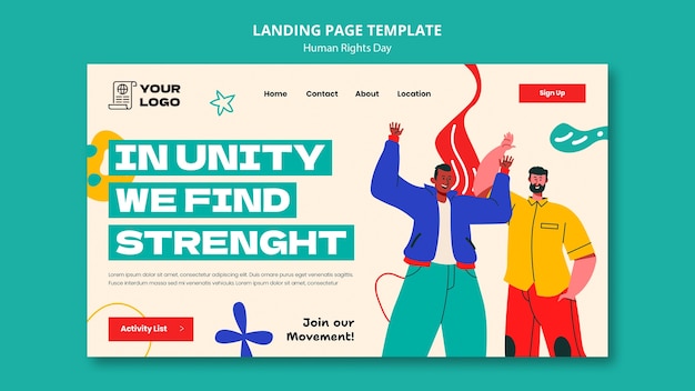 Free PSD human rights day celebration landing page