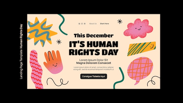 Free PSD human rights day celebration landing page