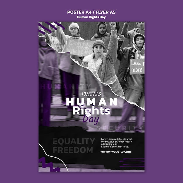 PSD gratuito poster per la celebrazione della giornata dei diritti umani