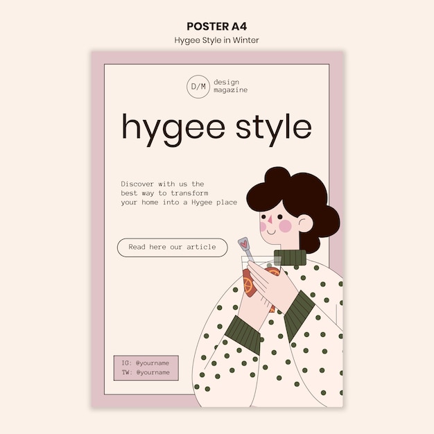 Modello di poster in stile hygge