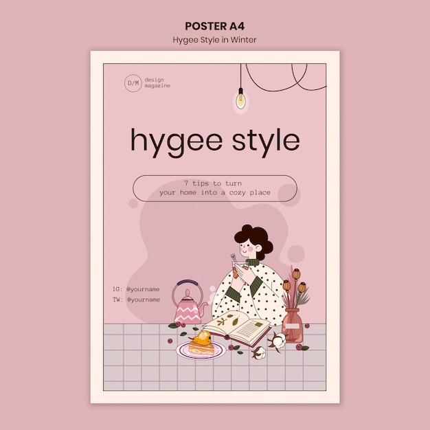 Hygge 스타일 팁 포스터 템플릿