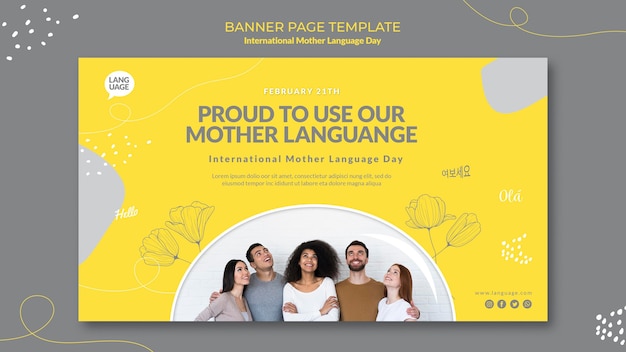 Free PSD i
en
nternational mother language day banner