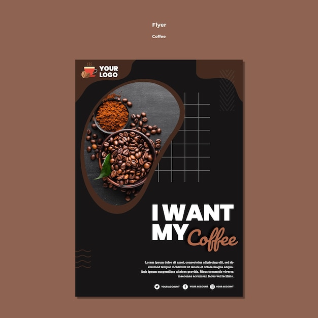 Free PSD i want coffee flyer template