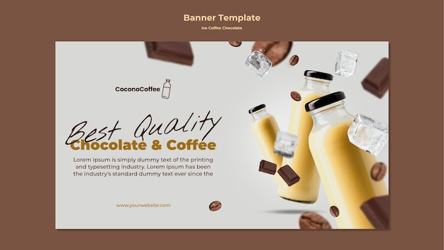 Ice coffee chocolate banner with photo