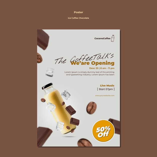 Poster di cioccolato caffè ghiacciato