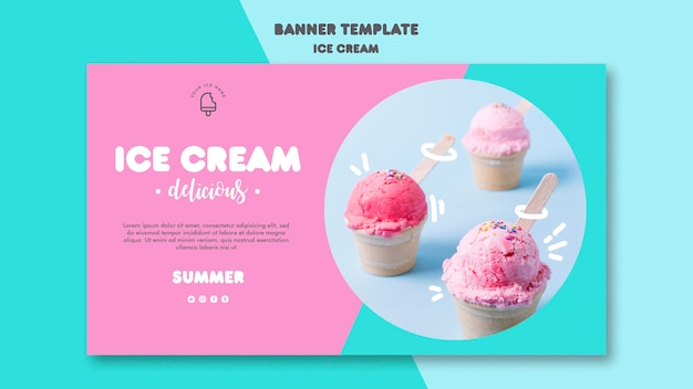 무료 PSD 아이스크림 배너 템플릿 테마