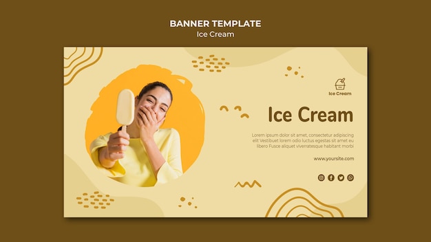 Бесплатный PSD Шаблон баннера мороженого