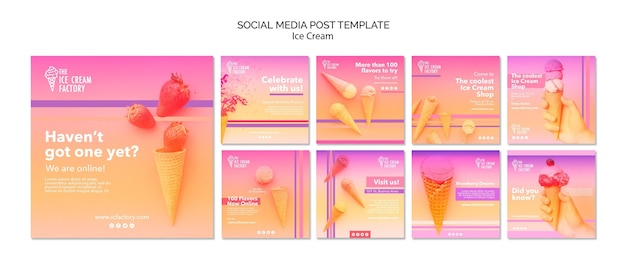 PSD gratuito modello di post di instagram di gelato