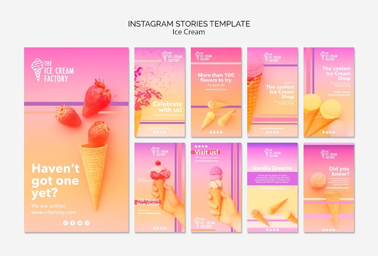 Free PSD ice cream instagram stories template