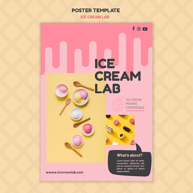 PSD gratuito modello di poster di laboratorio di gelato