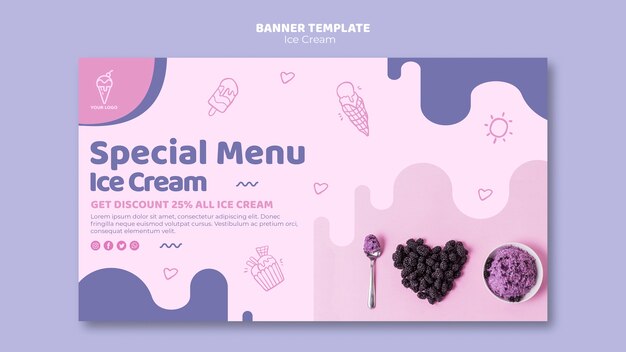 Ice cream menu banner template
