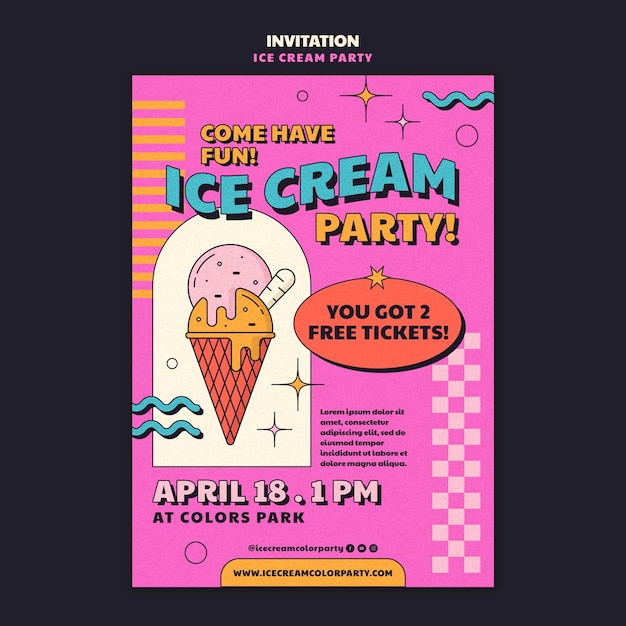 無料PSD アイスクリームパーティーのテンプレートデザイン