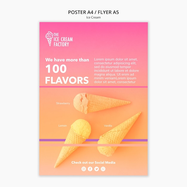 PSD gratuito modello di poster di gelato