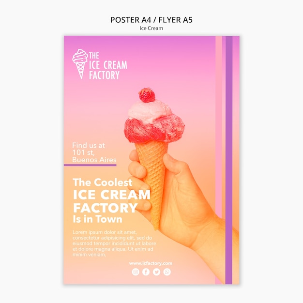 PSD gratuito modello di poster di gelato