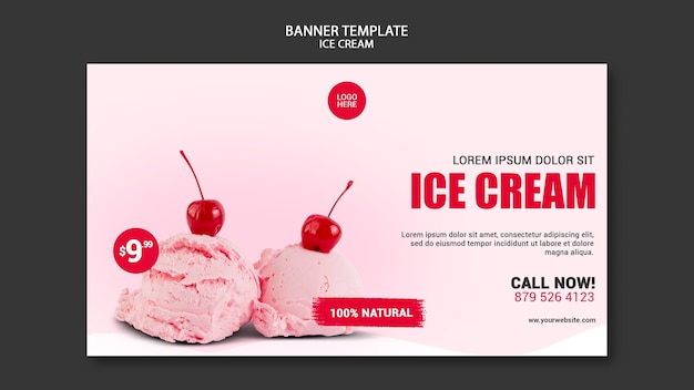 Ice cream shop banner template