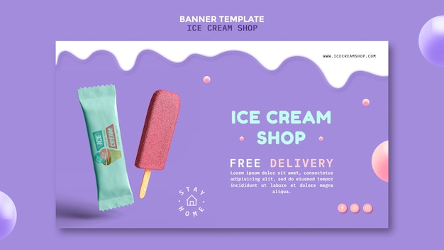 無料PSD アイスクリームショップバナーテンプレート