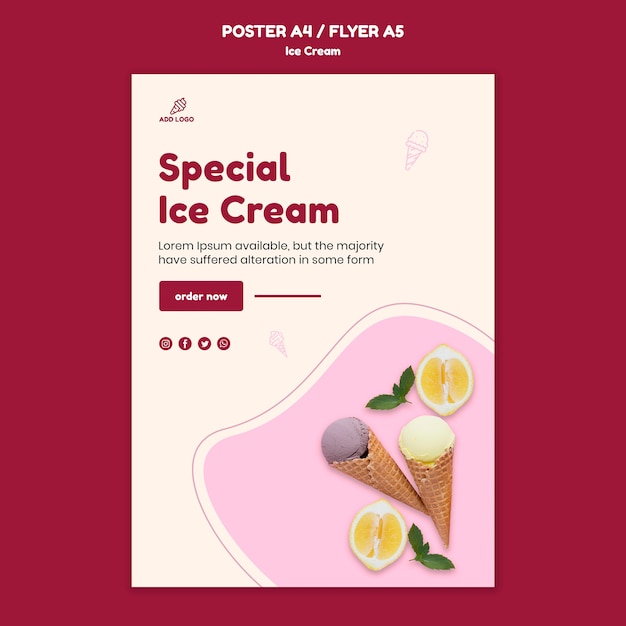 Ice cream shop poster template