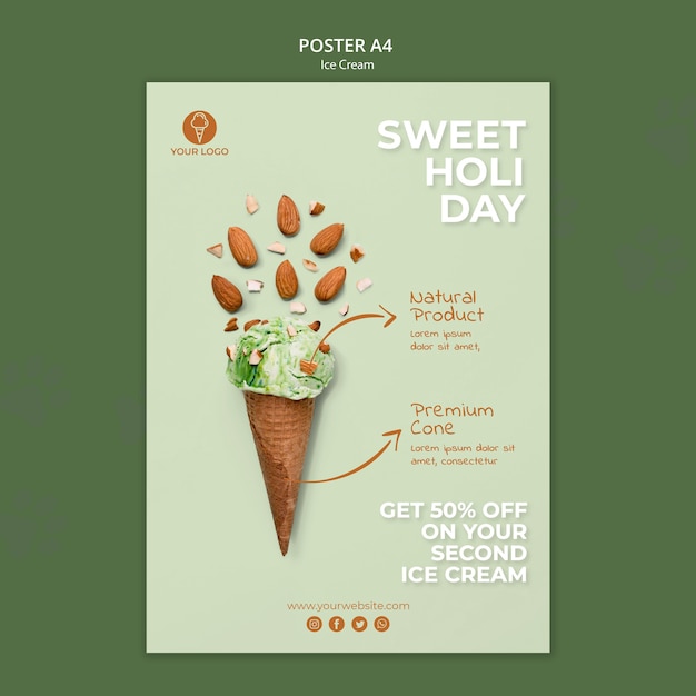 Ice cream shop template poster