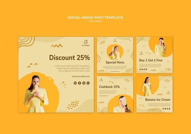 Free PSD ice cream social media post template